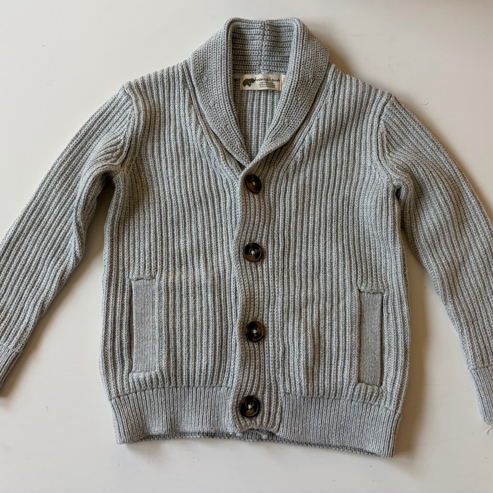 Monica & Andy Light Gray Shawl Collar Sweater 3T NWT